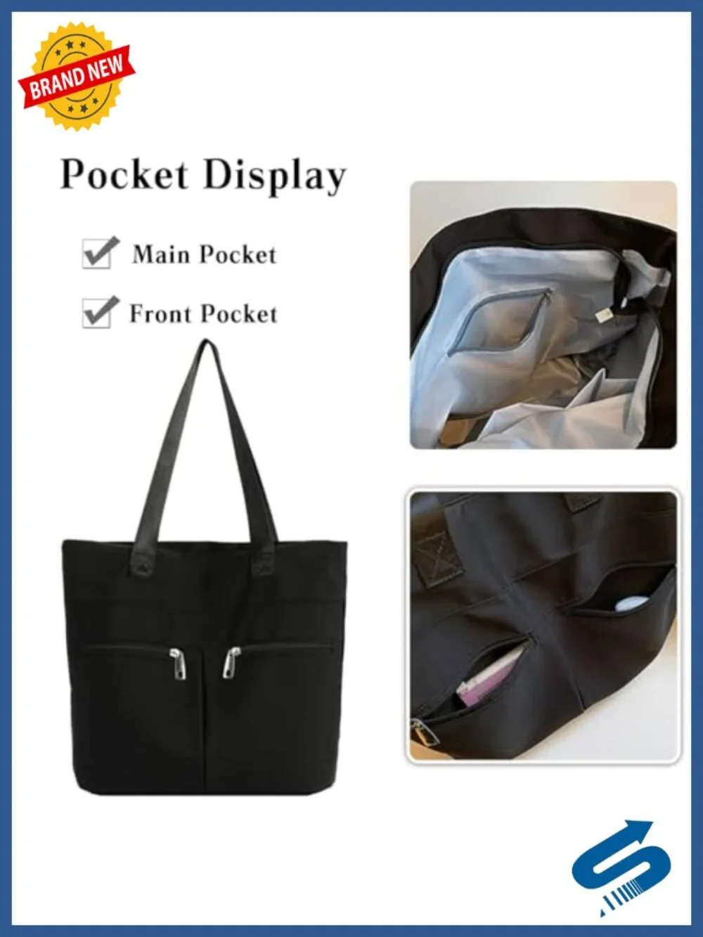 Large Waterproof Oxford Tote Bag Multi-Pocket Top Handle Shoulder Bag Women